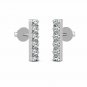 8mm 0.30CT 14K Real White Gold Created Diamond Small Stick Bar Stud Earrings