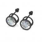 2Ct Created Diamond 14k Black Gold Bezel Round Screw Back Stud Earrings 6mm