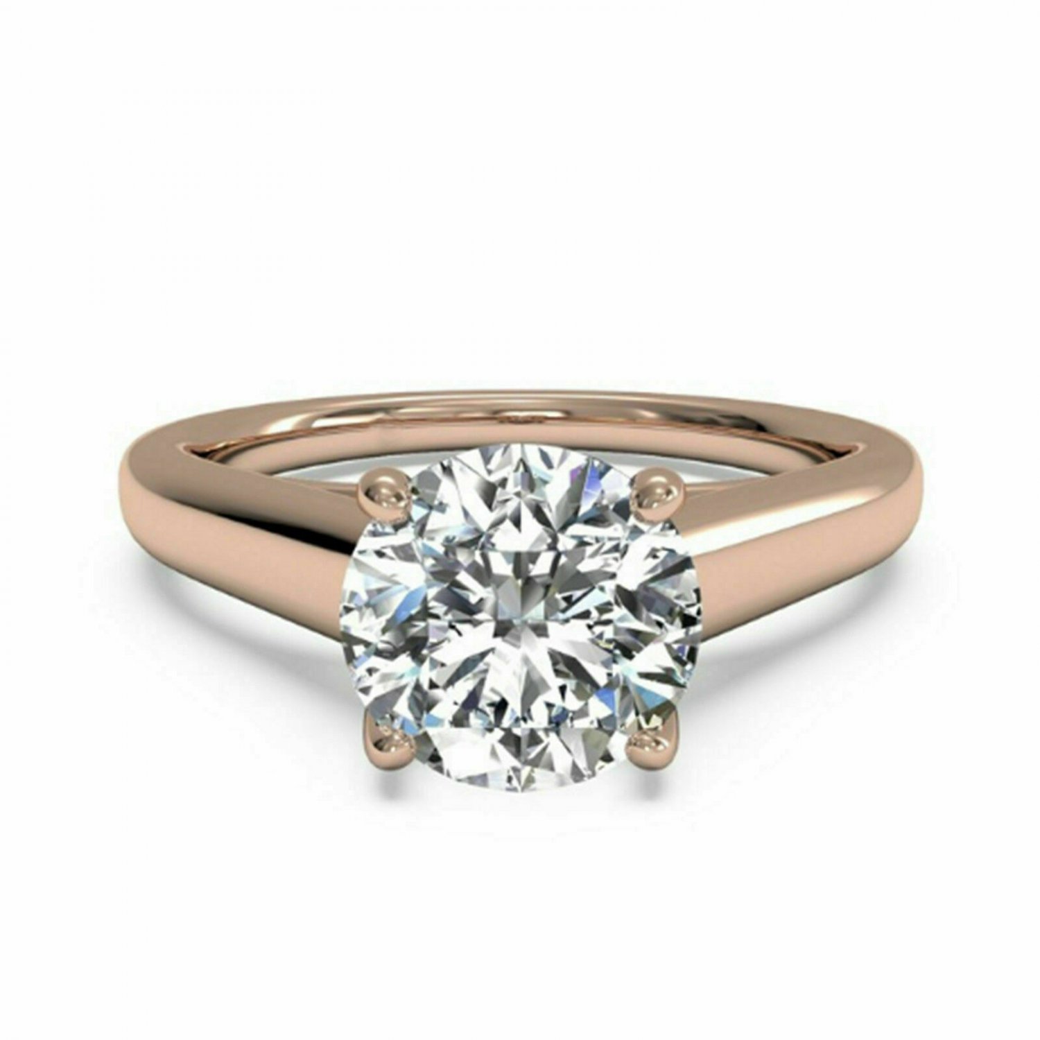 14K ROSE GOLD 1.5 CT SI1/F ROUND CUT LAB DIAMOND SOLITAIRE ENGAGEMENT RING