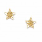 7MM 14K Solid Yellow Gold Star Stud Screw Back Earrings ER-S149