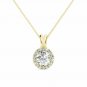 14K Yellow Gold 1.79 CT Created Diamond Halo Pendant Necklace W/ 18" Chain