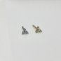 14k Solid White/Yellow Gold Round Created Diamond Trinity Nose Ring Stud 22G