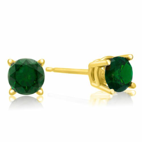 14K Yellow Gold 0.61CT Green Diamond  Solitaire MEN/WOMAN Single Stud Earring