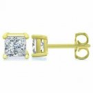 14K YELLOW GOLD 1.00 CARAT LAB PRINCESS CUT SIMULATED MOISSANITE EARRINGS