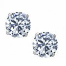 14K White Gold 0.40CT 3MM White Sapphire Round Stud w/ Screw Back Earrings
