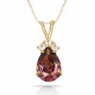 14K Y Gold 3.70 CT  Alexandrite Pear Shape 4 Stone Gemstone Pendant & Necklace