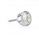 14k White Gold 0.25CT Round Cut Diamond Bezel Screw Back Single Stud Earring