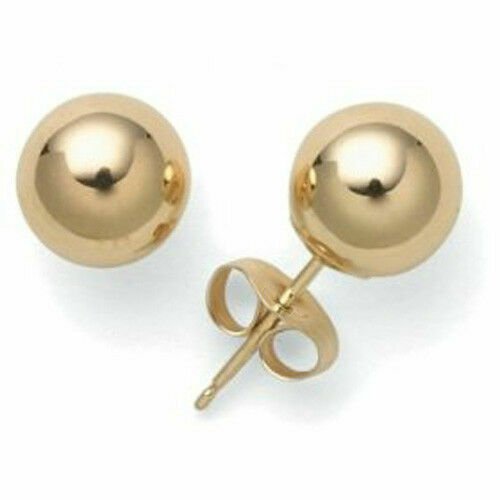 14K YELLOW GOLD 12MM WOMENS STYLISH  ROUND GOLD BALL STUD EARRINGS