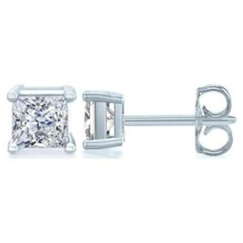 1.0 CARAT 14K SOLID WHITE GOLD PRINCESS CUT SIMULATED MOISSANITE IMITATION