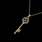 14K Solid Yellow Gold Charm 18"Key Pendant Cable Skeleton Design Chain Necklace