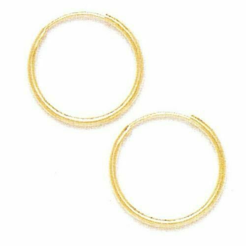 14K Solid Yellow Gold Women/Children's Stylish Classic Endless Hoop Earrings