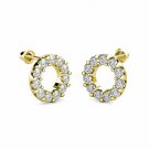 14K YELLOW GOLD 0.50CT Created Diamond Open Round Halo Screw Back Stud Earrings