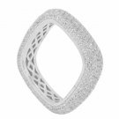 NEW! White Gold Over Sterling Silver 7 Row Eternity Square Women's Band SIZE 7
