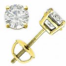 14K YELLOW GOLD 0.50CT Round Brilliant Cut Moissanite Stud Earrings