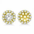 14K YG 8MM 4.00CT Created Diamonds Halo Bridal Stud Bridal Earrings Jackets
