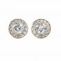 14K Rose Gold 1.5 CT Created Round Diamond Bezel Halo Cluster Stud Earrings
