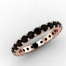 14K Rose Gold 1.75 CT Black Diamond Engagement Common Prong Full Eternity Ring