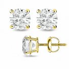 14K Solid Yellow Gold 0.80CT F/VS2 Round Cut Genuine Diamonds Stud Earrings