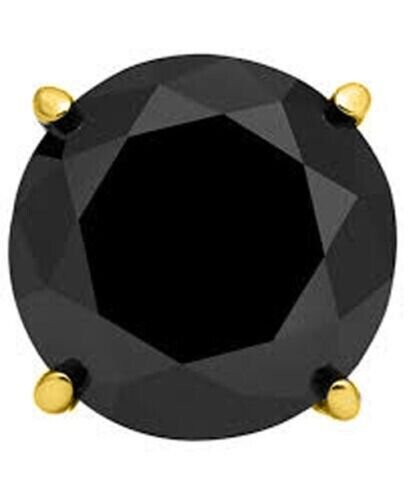 1/2 Ctw 14K Y Gold Basket Set Single Stud Men's Earring Black Diamond