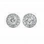 14K White Gold 1.5 CT Created Round Diamond Bezel Halo Cluster Stud Earrings