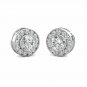 14K White Gold 1.5 CT Created Round Diamond Bezel Halo Cluster Stud Earrings