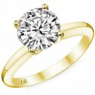 14K Yellow Gold 0.50CT Womens Round Moissanite 4 Prong Solitaire Engagement Ring