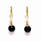 14K Yellow Gold Women/Children's Unique Onyx Dangle Ball Earrings