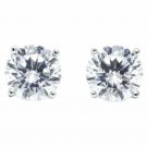 Solid 14K White Gold 1.75 CT Round Cut Stud Lab Diamond Push Back Stud Earrings