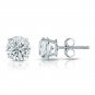 Solid 14K White Gold 1.75 CT Round Cut Stud Lab Diamond Push Back Stud Earrings