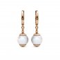 14K Solid Rose Gold Freshwater Pearl Huggie Hoop Dangle Earrings