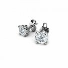 Solid 18K White Gold 1.25CT Round Brilliant Cut Basket Push Back Stud Earrings