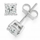 14K WHITE GOLD 0.25CT Square Princess Cut Natural Diamond  PUSHBACK Earrings