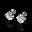 14K WHITE GOLD 1CT BRILLIANT CREATED DIAMOND EARRINGS ROUND STUD SCREW-BACK