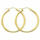10K Yellow Gold  2X20MM  Diamond Cut Hoop Earrings