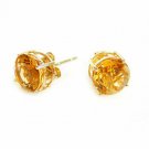 14K YELLOW GOLD 2.00 CARAT 6MM  CITRINE ROUND SHAPE STUD EARRINGS