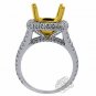 18K White & Yellow Gold 2.19CT Cushion Cut Radiant Diamond Halo Engagement Ring