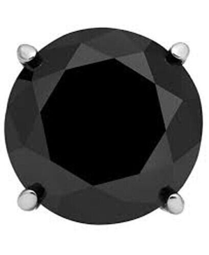 1/2 Ctw 14K W Gold Basket Set Single Stud Men's Earring Black Diamond