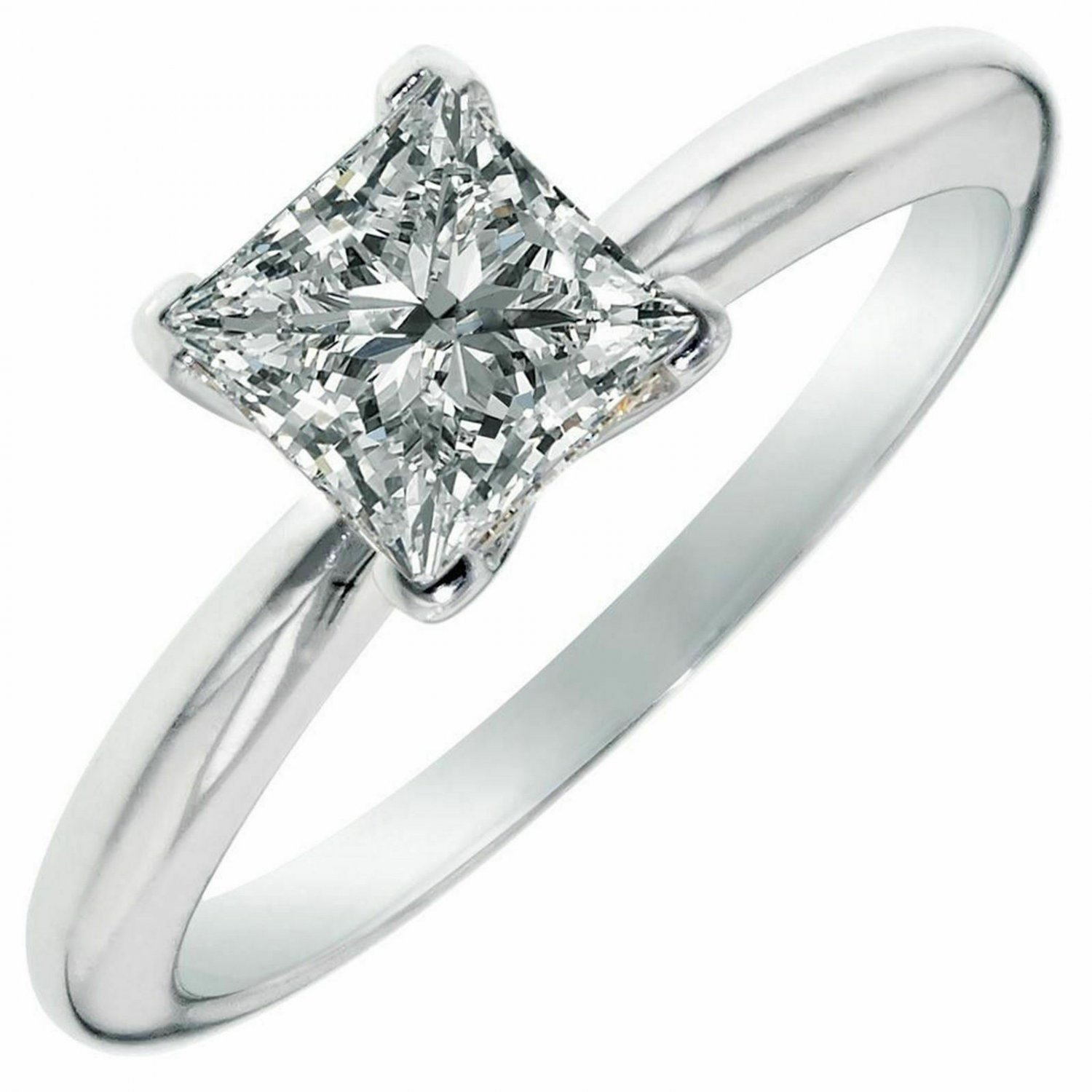 14K White Gold 2 TCW Simulated Diamond Princess Engagement Wedding Ring  SIZE 11