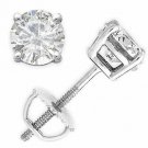 14K W Gold 1.50CT Round Brilliant Cut Moissanite Charles & Colvard Stud Earrings