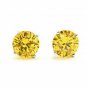 14K White Gold 3 CT Round Cut Yellow Lab Diamond Screw Back Stud Earrings