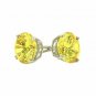 14K White Gold 3 CT Round Cut Yellow Lab Diamond Screw Back Stud Earrings