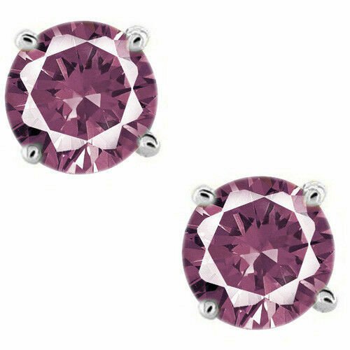 14K White Gold 3.00 CT 7MM Round Cut Alexandrite June Basket PUSH BACK Earrings