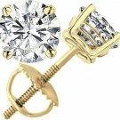14K YELLOW GOLD VVS1 1.75 CT Simulated ROUND CUT BASKET SCREW BACK EARRINGS