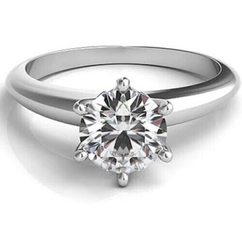 4Ct Round Cut Solitaire Engagement Wedding Promise Ring Solid 14KWhite simulated