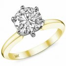 14K Yellow/White 1.50 CT Gold Round Cut Moissanite 6 Prong Engagement Ring