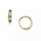 14K Solid Yellow Gold Emerald May Birthstone Huggie Earrings ER-H1-5