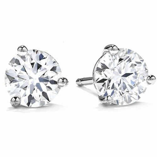 14K White Gold .50CT Round Brilliant Cut Natural Diamond Push Back Stud Earrings