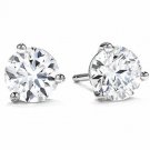 14K White Gold .50CT Round Brilliant Cut Natural Diamond Push Back Stud Earrings