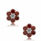 January Gemstone Flower Children's & Adult Stud Earrings 925 Sterling Silver