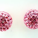 14K WG 10MM WOMEN/CHILDREN PINK SAPPHIRE CLUSTER PUSH BACK STUD EARRINGS